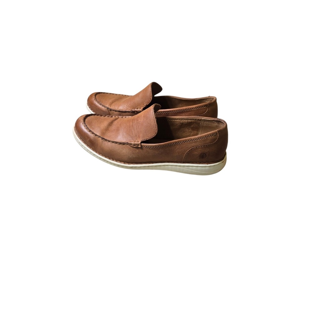Born Mens Size 12 Tan Brown Leather Moc Toe Slip On Loafers BM0017806